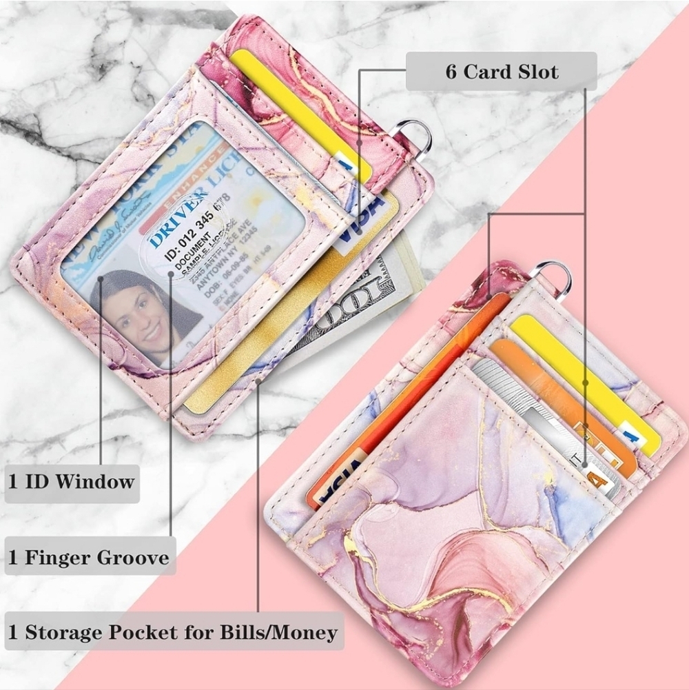 Pink Marble Card Holder Wallet